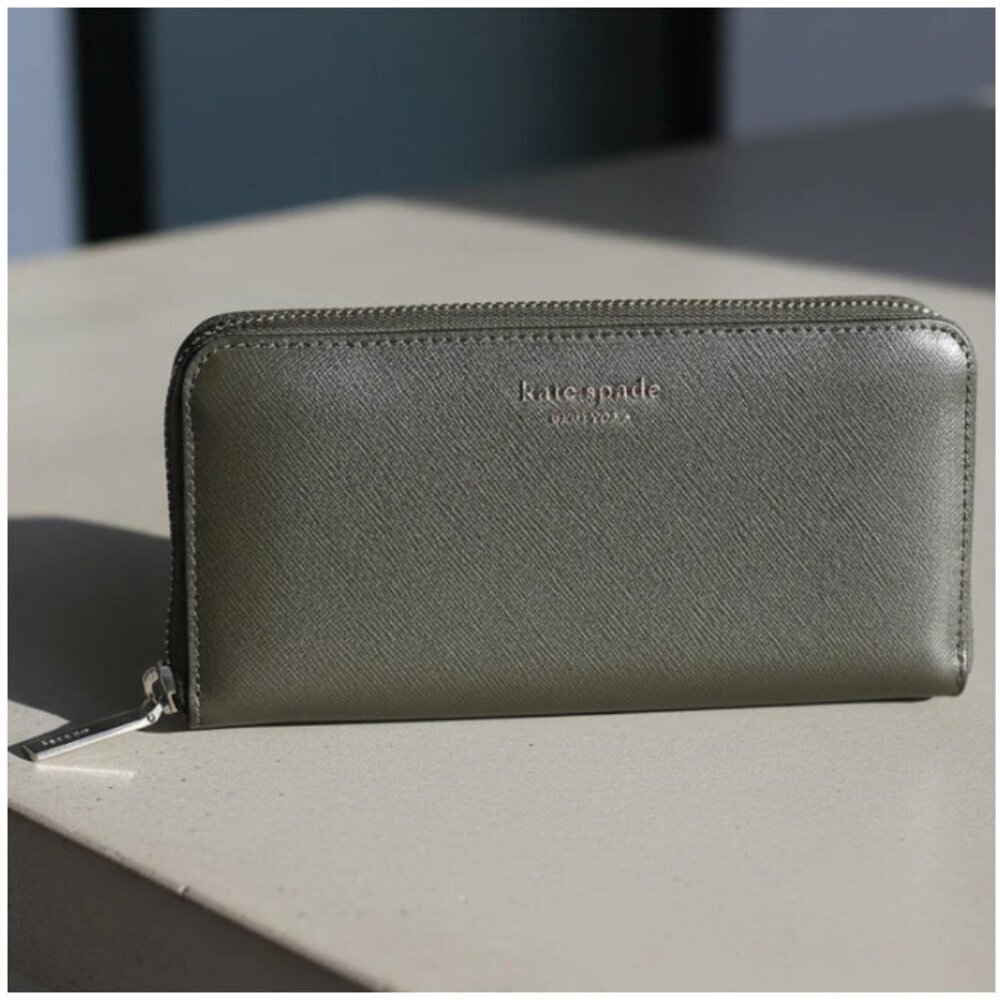 Kate Spade Spencer Large Zip Around Continental Wallet Duck Green